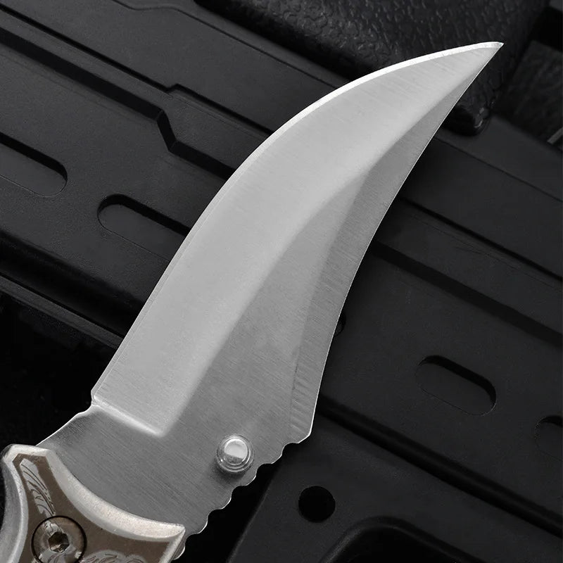 Samurai in Your Pocket: 3" Razor-Sharp 8CR13 Steel Blade Folding Knife – Laser-Etched Steel/Wood Hybrid Handle, Thumb Stud Magic