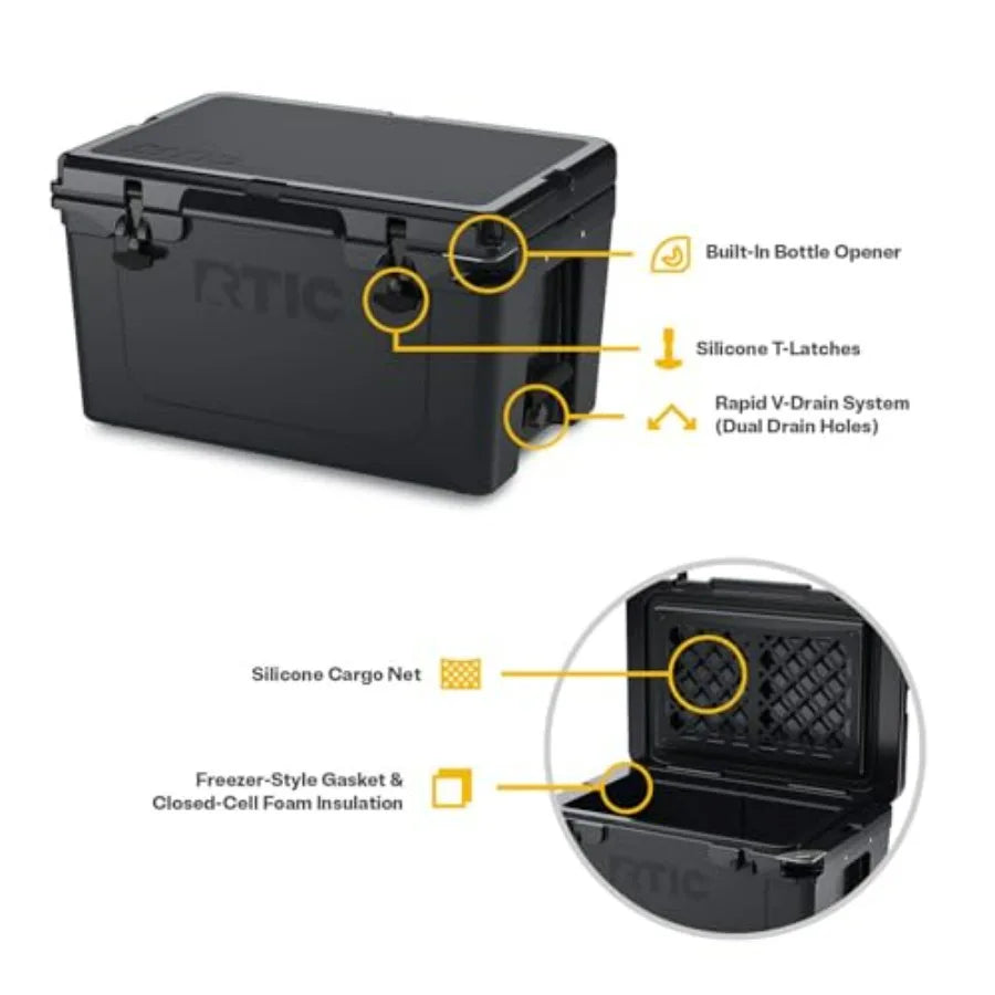 Ultra-Tough Cooler Hard Insulated Portable Ice Chest Box for Beach, Drink, Beverage, Camping, Picnic, Fishing, Boat, Barbecue R