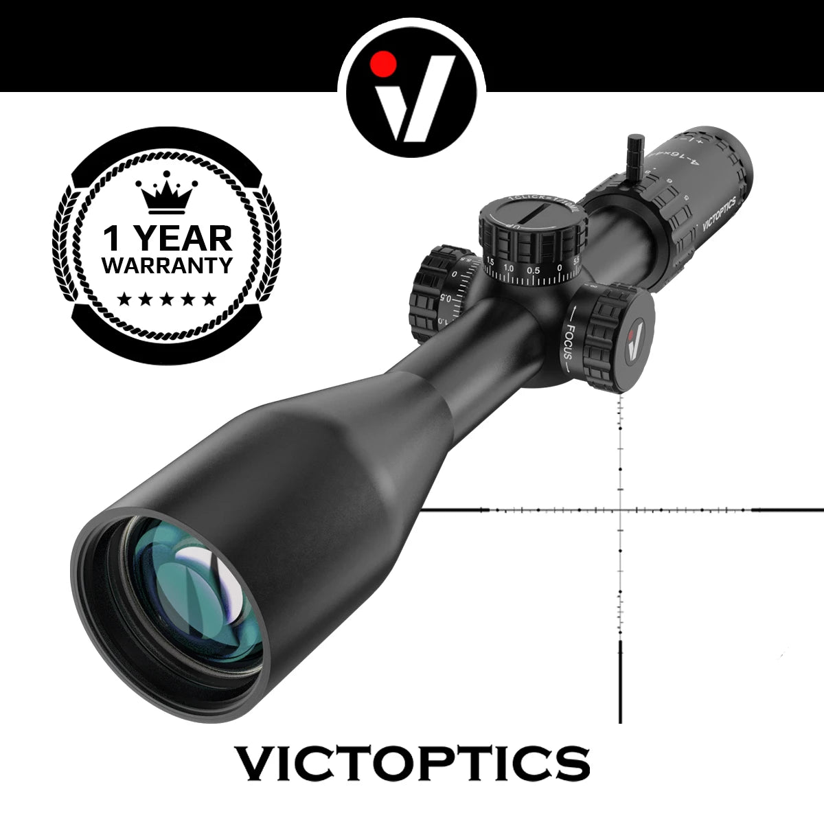 VictOptics S4 4-16x44 SFP Riflescope,Crystal Clear Optics,With Turret Lock Feature,Wide Field of View,For Benchrest and hunting