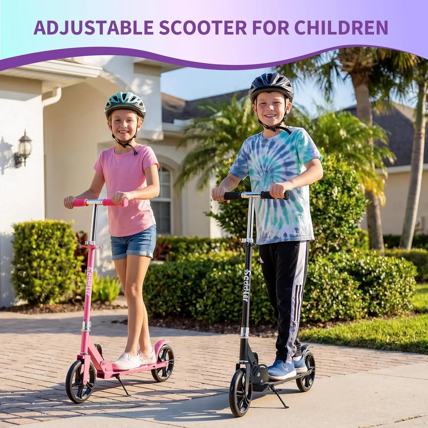 Urban Ride Kick Scooter for Kids Teens & Adults Ages 3-12 Years, Foldable Lightweight Design, Large 2 Wheels, Adjustable Handlebar, Non-Slip Deck & Sturdy Aluminum Frame
