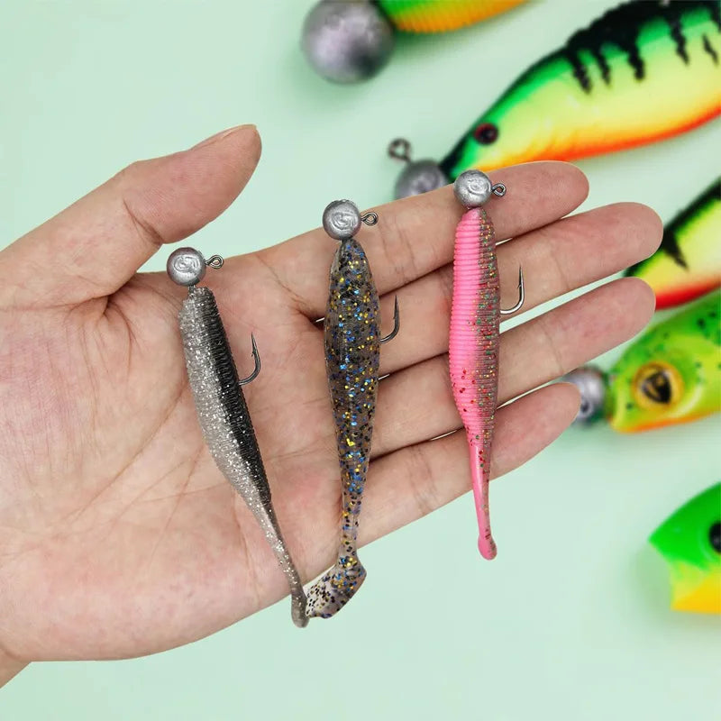 50Pcs Round Rig Jig Heads Fishing Hook Crappie Bass Trout Lure Swimbait Jig Head Saltwater Freshwater Fishing