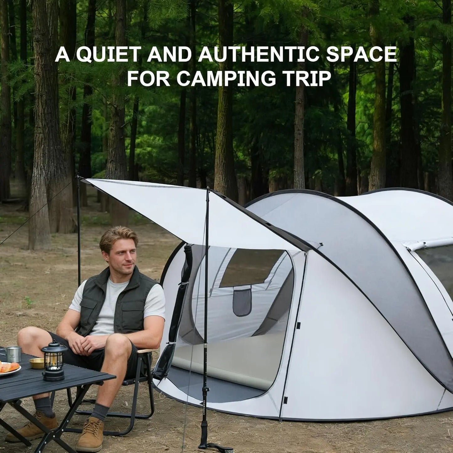 Pop Up Camping Tent 2/4/6 Person Instant Tent Waterproof PU4500mm, Spacious with Front Porch, Quick Setup Lightweight Portable