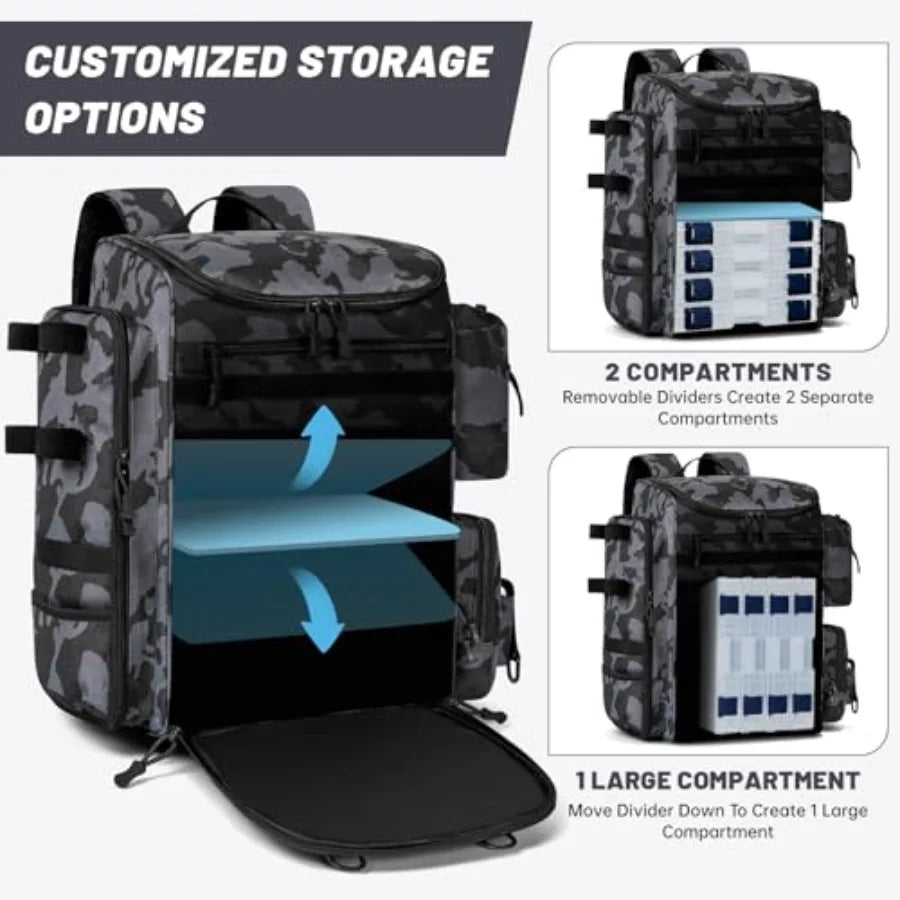 25L Fishing Backpack Water Resistant Fishing Tackle Bag with 2 Rod Holders Tackle Storage Bag for Anglers Bag Only