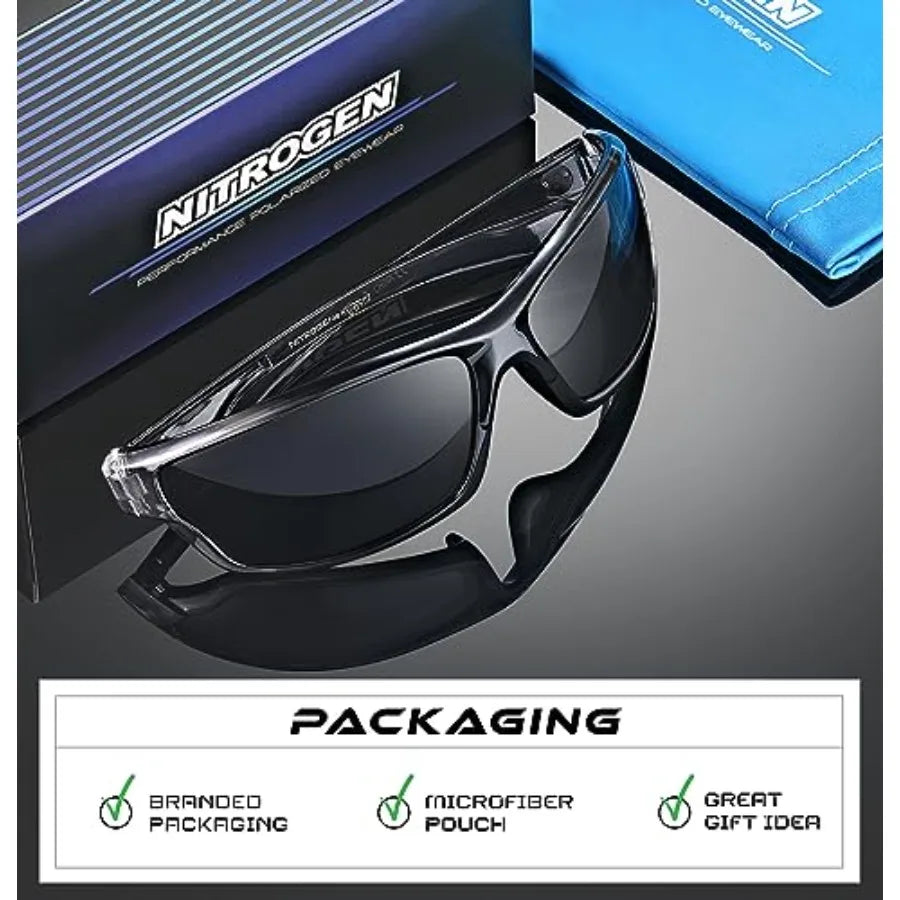 Nitrogen Polarized Wrap Around Sport Sunglasses for Men Women UV400 Driving Fishing Running Sun Glasses