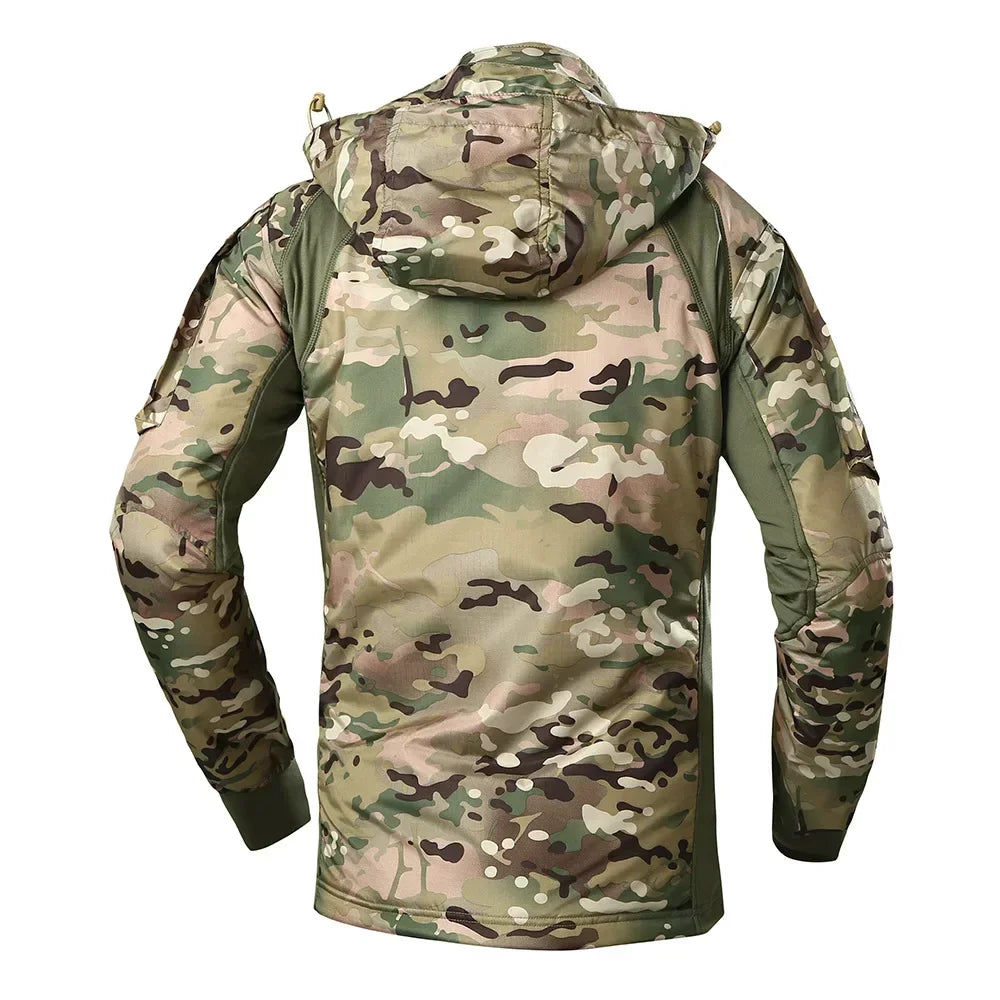 Outdoor Windbreaker Men Tactical Jackets Men Warm Bomber Jacket Camo Hooded Hunting Coats Ultralight Cycling Jackets Elasticity