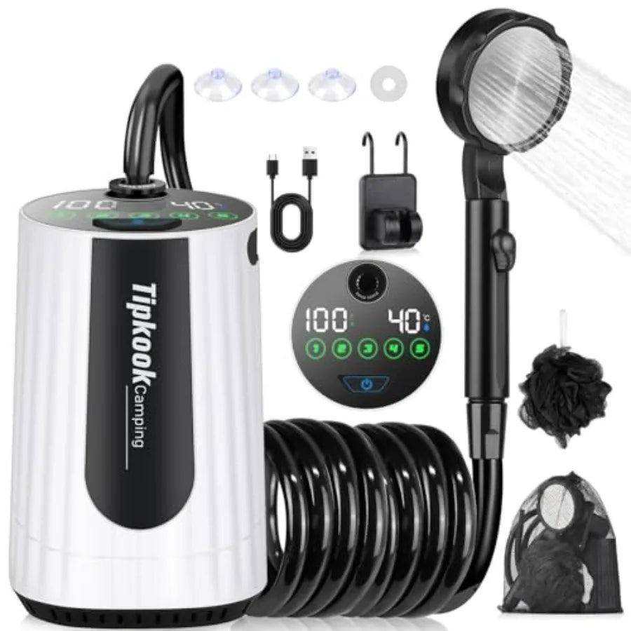 Portable Shower for Camping Essentials: 10000mAh Rechargeable Battery Powered Shower, IPX8 Waterproof Camp Shower Pump, 5-Speed
