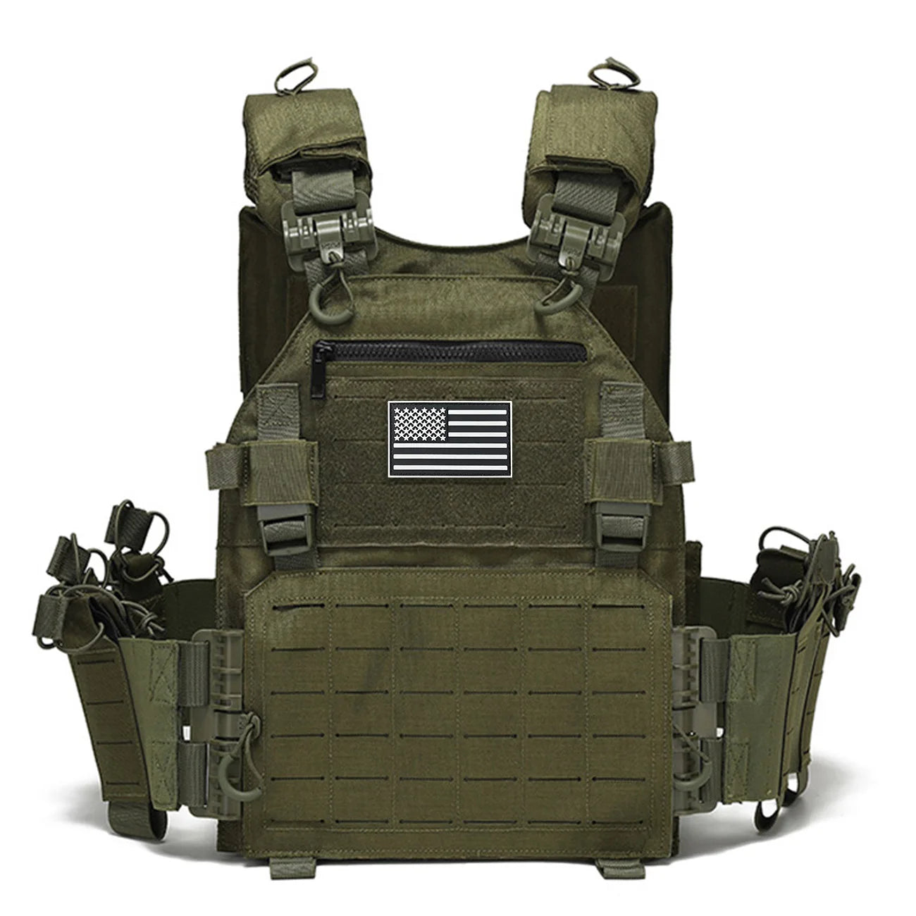Quick release hunting vest with chest zipper anti-theft bag MOLLE modular expansion breathable elastic vest