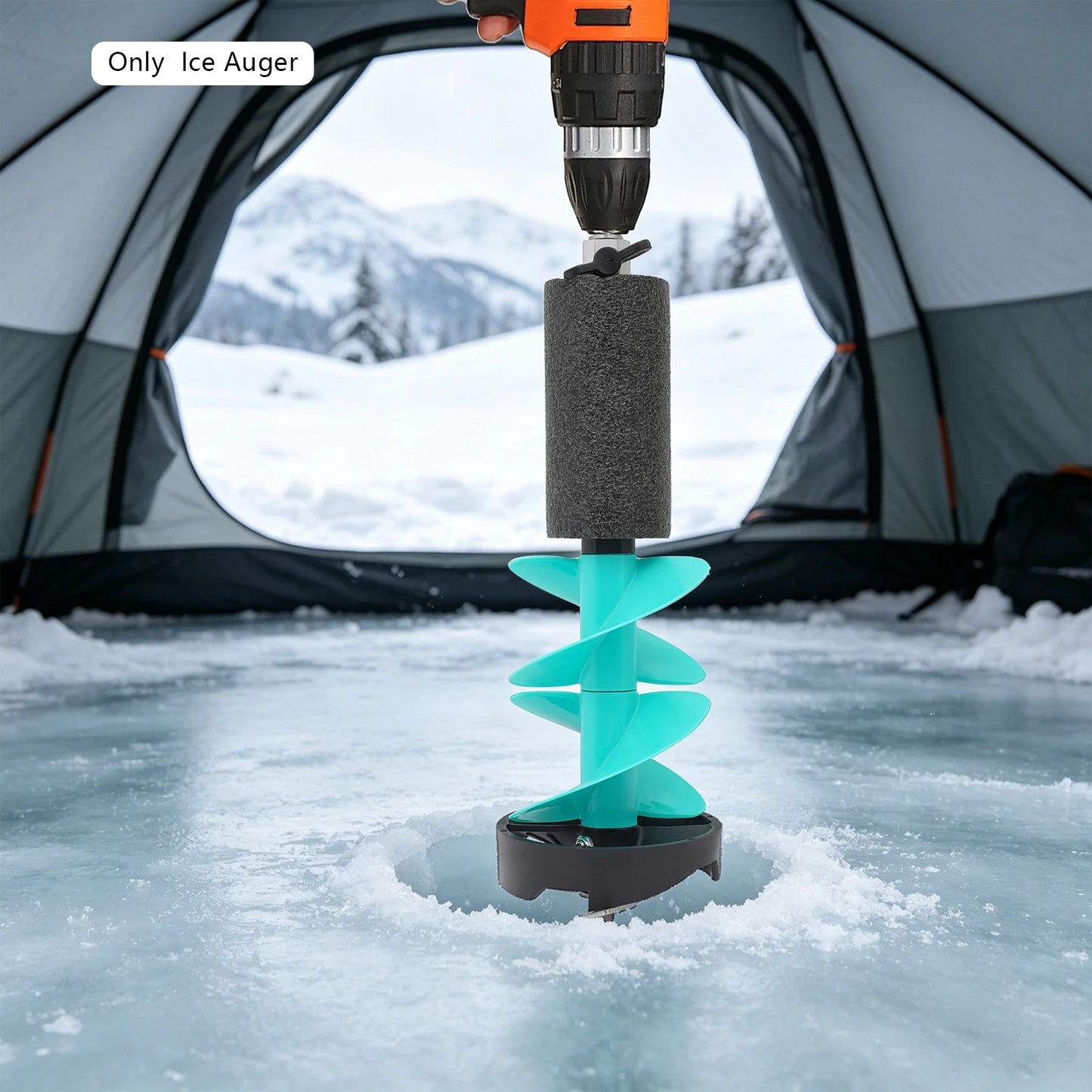 6 Inch Floating Ice Drill Auger Nylon Ice Fishing Auger with Stainless Steel Blades PE Protective Cover Fit Electric Drill for Ice Fishing Camping