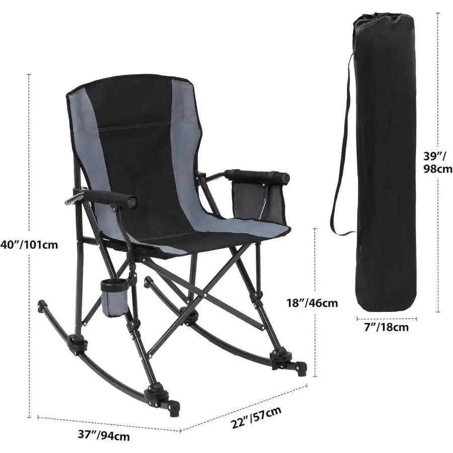 Heavy Duty Folding Camping Chair For Adults With High Back Cup Holder Steel Frame Portable Outdoor Lawn Chair