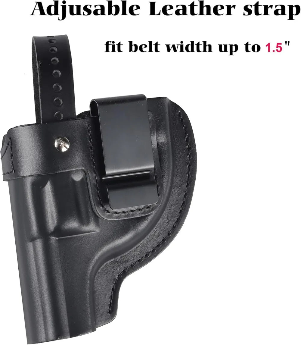 OWB Leather Revolver Holster Fits .38 Special & J Frame for Taurus 327/605/856/905, S&W 360PD/442/637/640/642, SP101. 2"/2.25", 2.5"/3" Barrel Options Outside Waistband