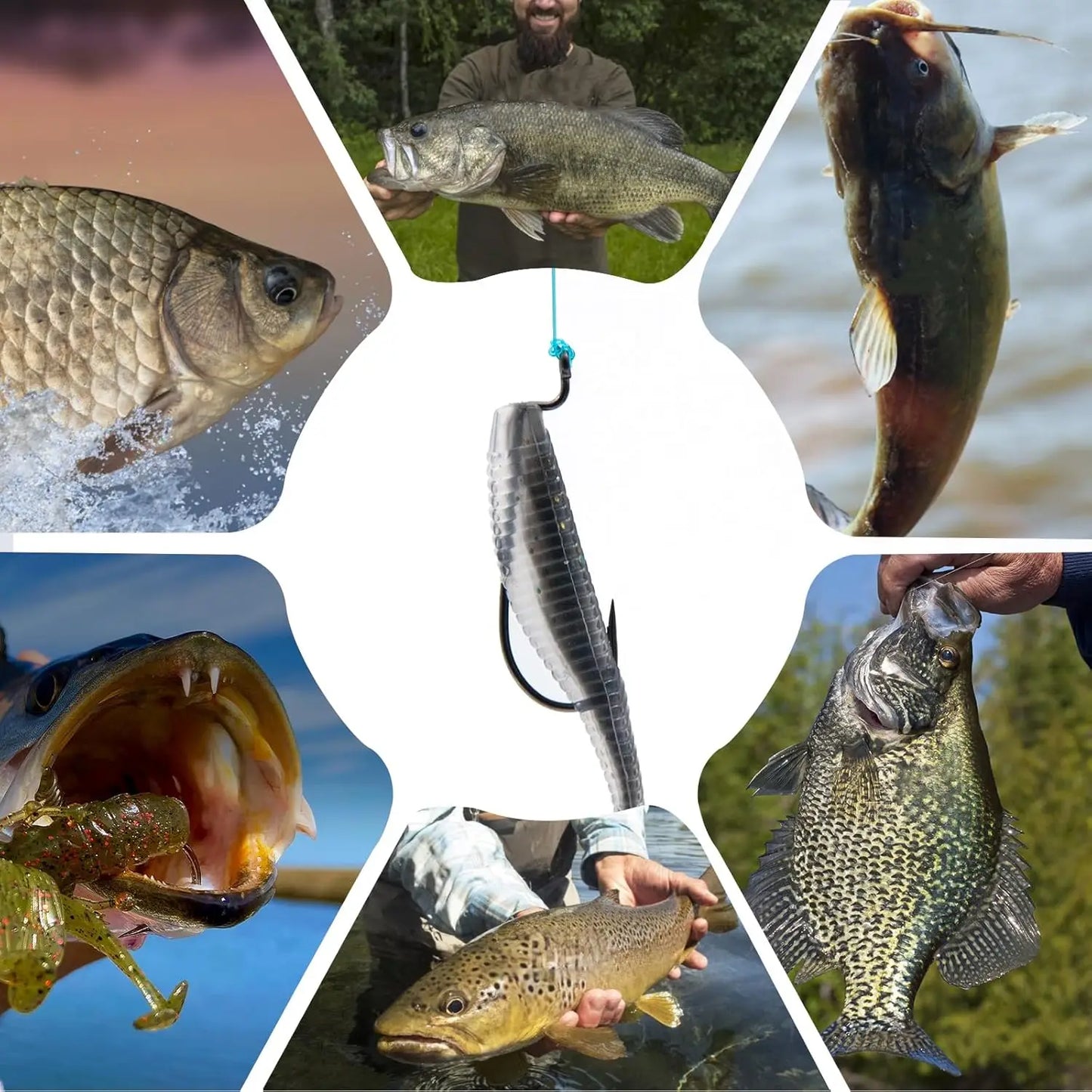 EWG Worm Hooks for Bass Fishing, 50/100pcs Weedless Texas Carolina Rig, Sharp & Strong for Soft Plastics