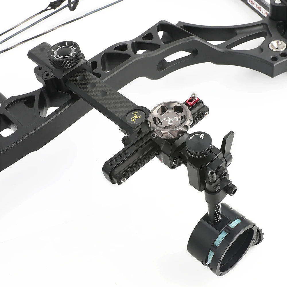 1pc Compound Bow Single Pin Sight 4/6/8x Lens Carbon Fiber Rod Adjustable Archery Bow Outdoor Hunting Shooting Accessories
