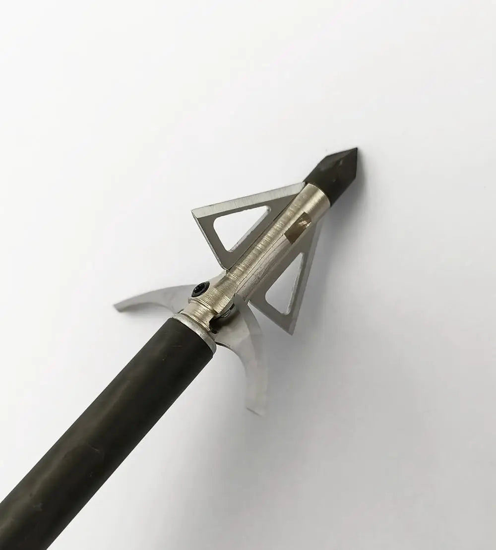 6 PK Broadhead 125Grains 4-Blade Hunting Hybrid Mechanical Broadhead with Chisel Tip 1.77" Cutting Dia for Crossbow Compound Bow Archery Hunting