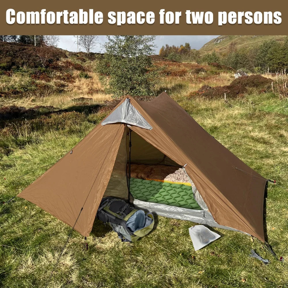Night Cat Ultralight Tent 2 Persons for Professional Backpacker Hiker 3 LBS Only Lanshan Backpacking Bivvy Ground Tent Heavy Rain Waterproof Trekking Pole Not Included