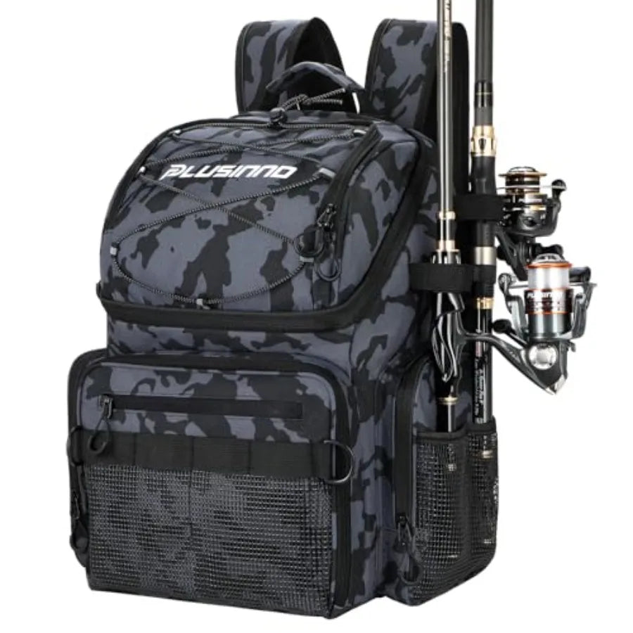 Cooler Fishing Backpack with Rod Holders 45L Large Water-resistant Fishing Tackle bag Store Fishing Gear Fishing Gifts for Men