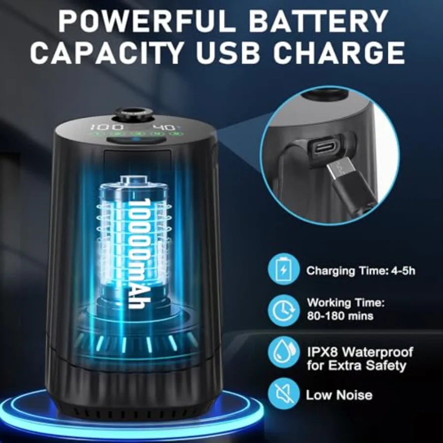 Portable Shower for Camping Essentials: 10000mAh Rechargeable Battery Powered Shower, IPX8 Waterproof Camp Shower Pump, 5-Speed