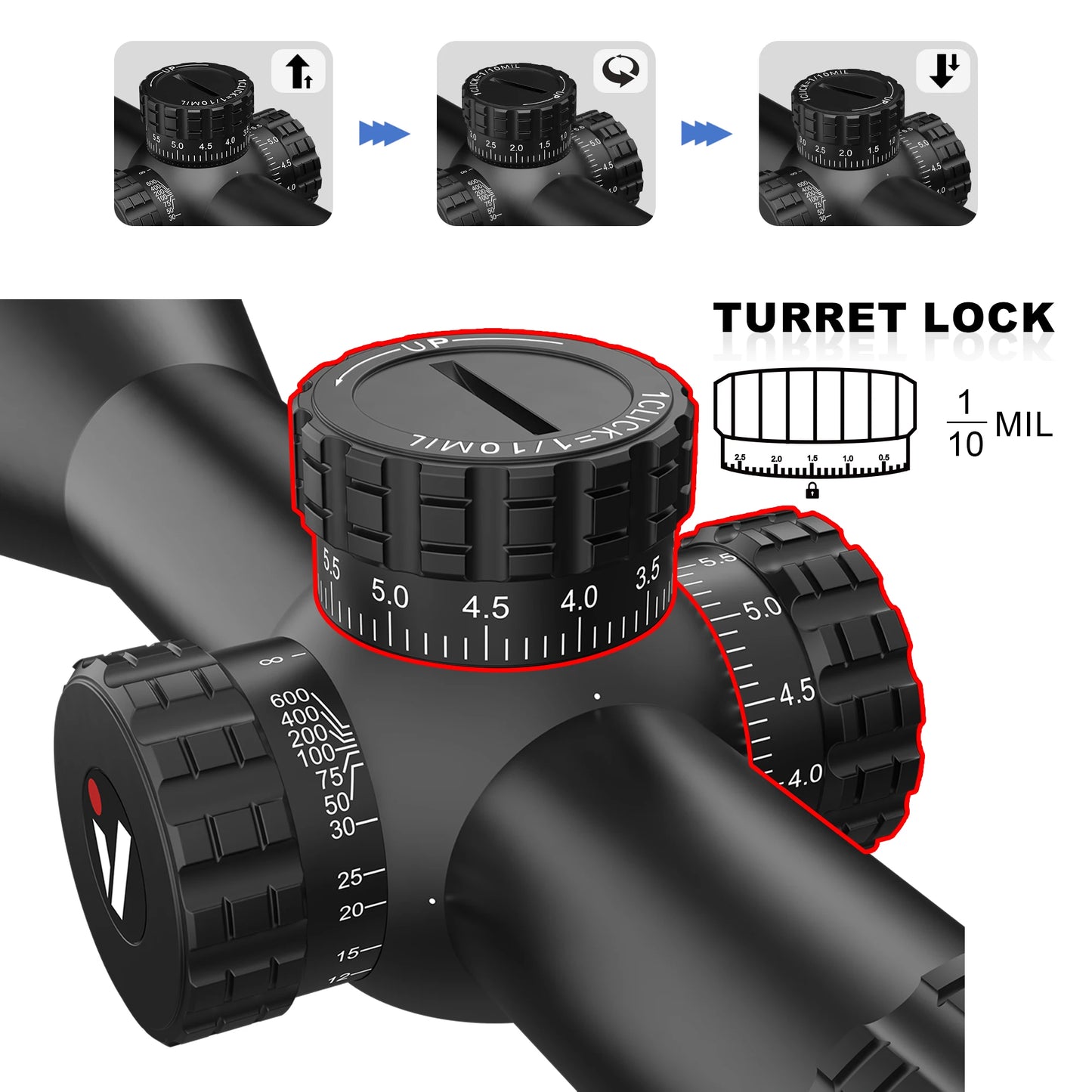 VictOptics S4 4-16x44 SFP Riflescope,Crystal Clear Optics,With Turret Lock Feature,Wide Field of View,For Benchrest and hunting