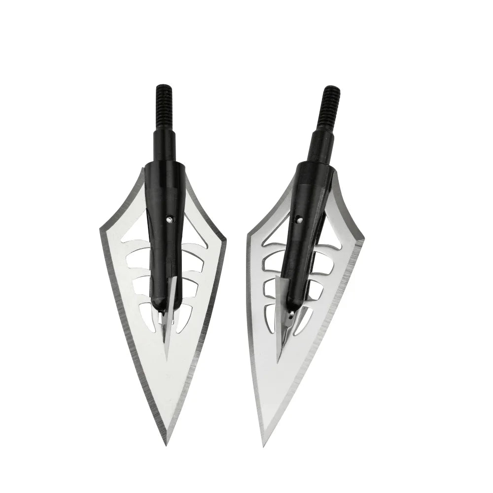 Blade Arrowhead 6pcs Anodized Aluminum Alloy with Storage Box Silver Black Universal Thread Broadheads for Compound Recurve Crossbow Hunting Shooting Target Practice Durable Archery Accessories