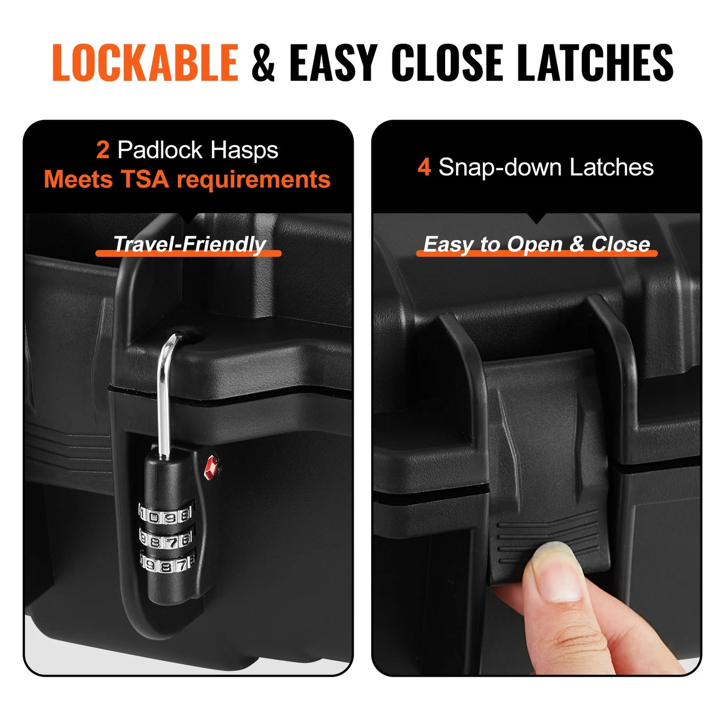 Rifle Hard Case Portable Long Gun Storage Suitcase with 2 Casters Shockproof & Waterproof Airsoft Rifle Protective Case