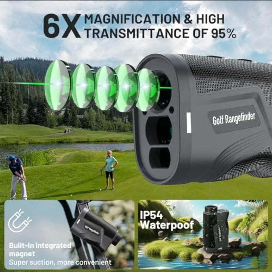 Golf Hunting Range Finder 1102Yards Rechargeable Laser Rangefinder with Slope Magnetic Distance Flag Scan Speed Black