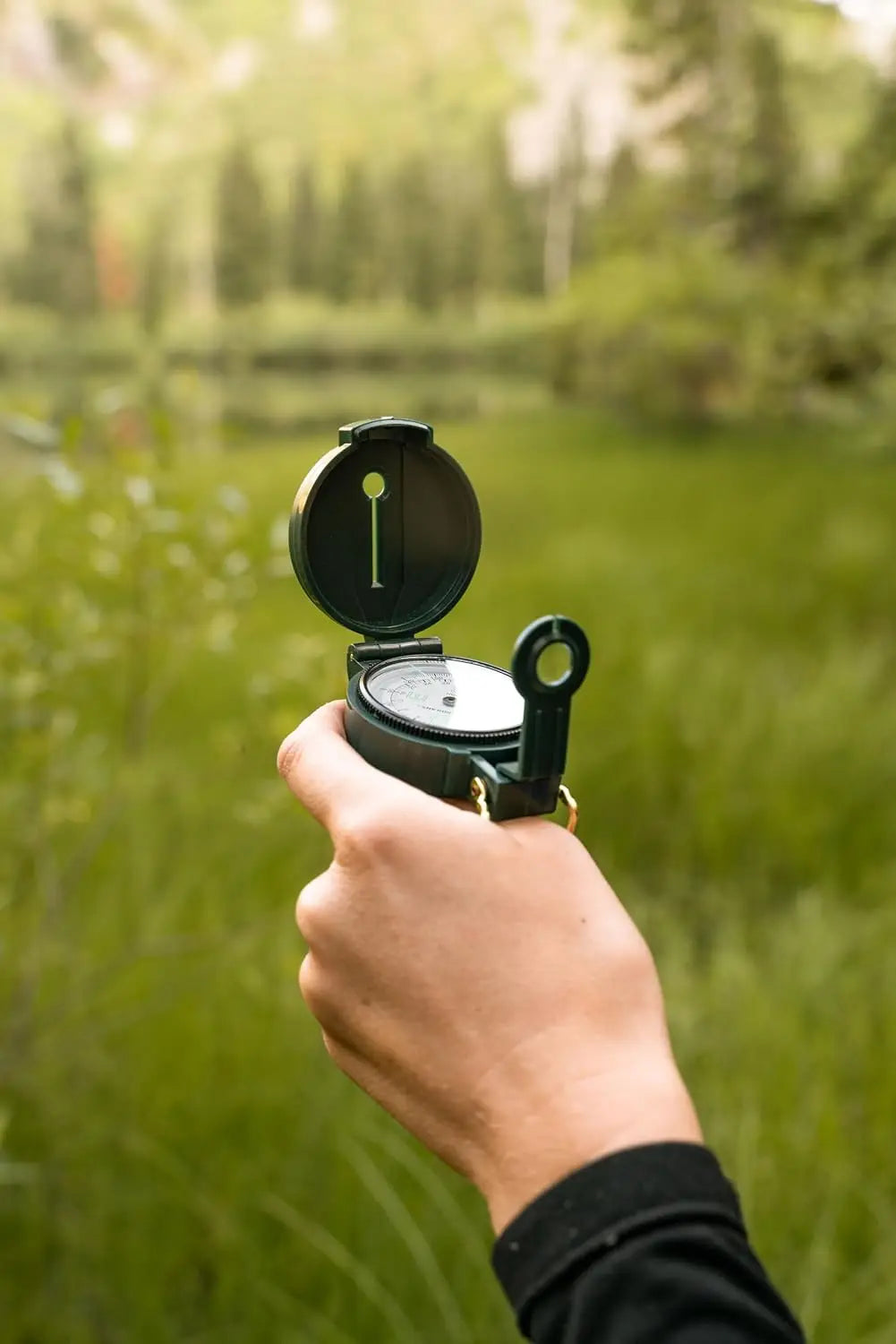 Military-Style Lensatic Compass for Hiking, Camping, Survival, Orienteering; Durable, Waterproof, Precise Navigation Tool