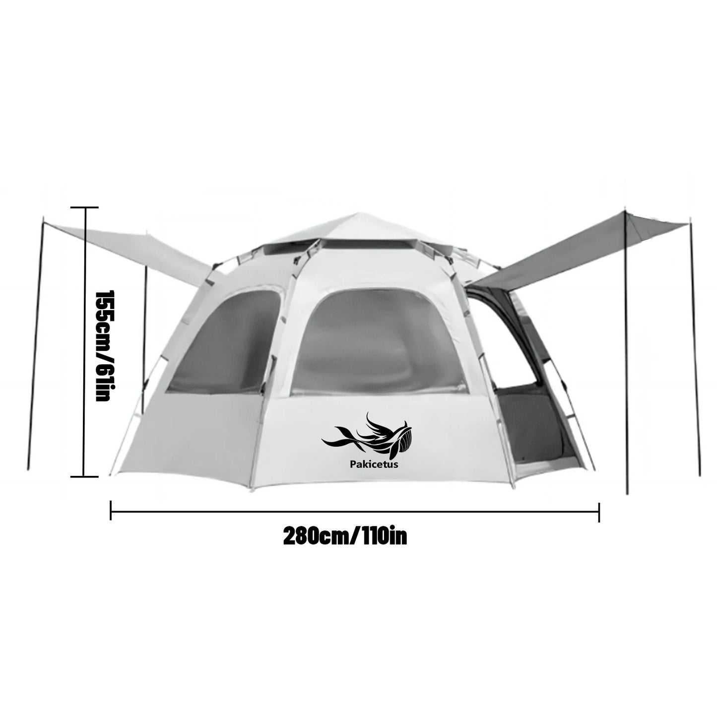 PAKICETUS Dome Camping Tent 2-5 Person Instant Setup 1 Minute Easy Assembly Double Doors Lightweight Portable Backpacking Tent for Outdoor Hiking Travel