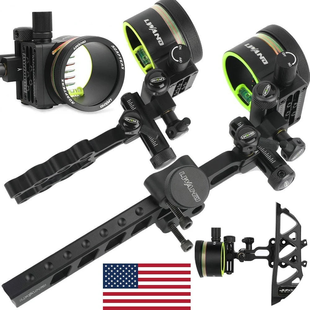 Archery 0.019'' Fiber Optic Adjust 5 Pin Compound Bow Sight  Alloy Portable for Bows Outdoor Shooting Right Handed Accessories