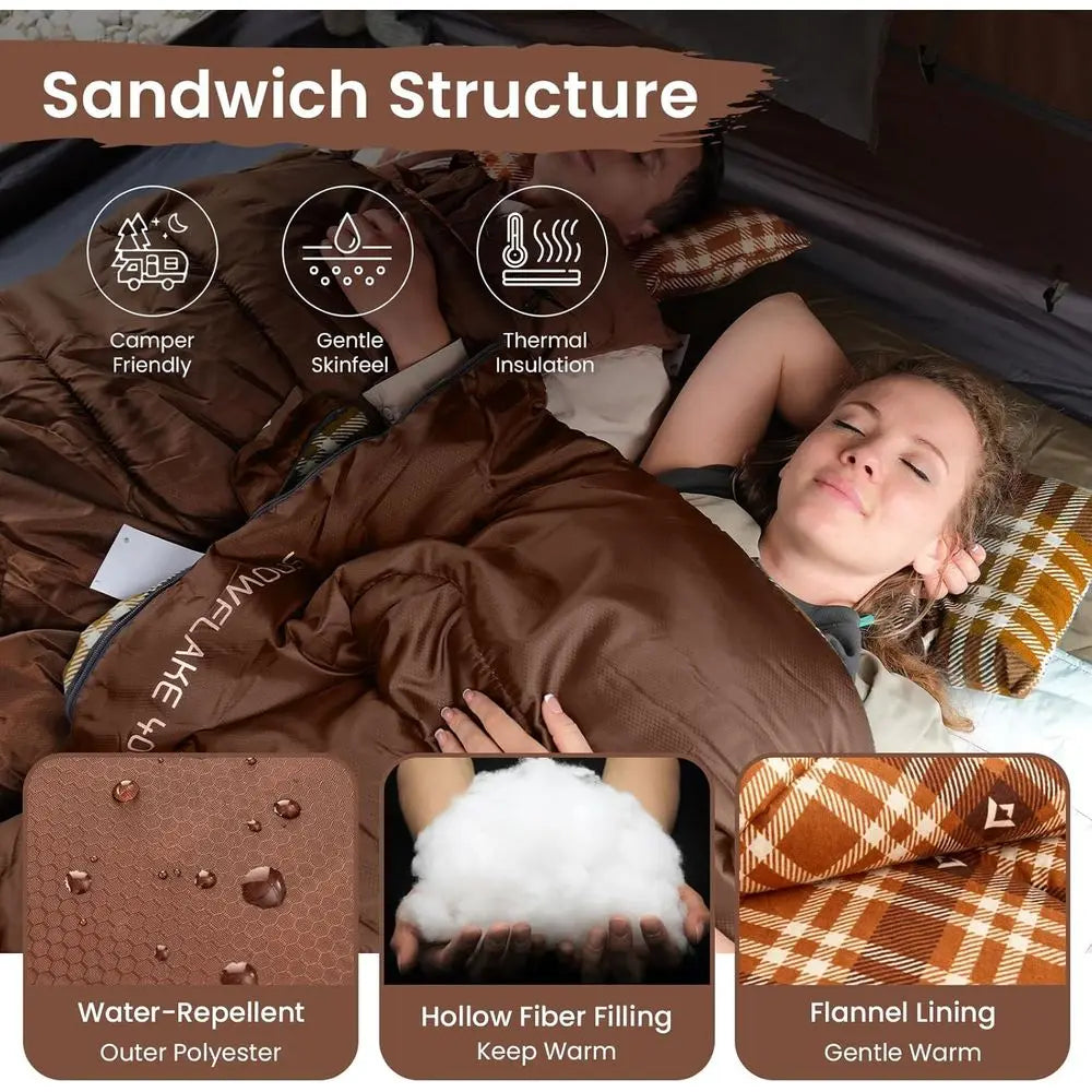 Extra Large Cold-Weather Lannel Bags for Adults - Waterproof and Portable Camping Gear Accessories