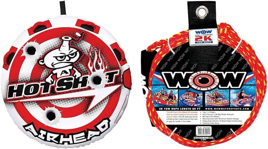 Hot Shot Towable Tube for Boating and Water Sports, Double-Stitched Nylon Cover & Speed Valve for Easy Inflating
