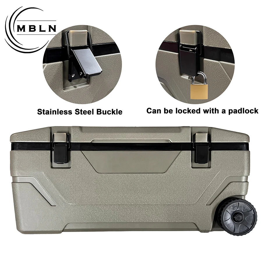 MBLN 60L Large Capacity Cooler Box Ice Chest Insulated Ice Chest For Sea Fishing Camping Portable Cooler With Wheels