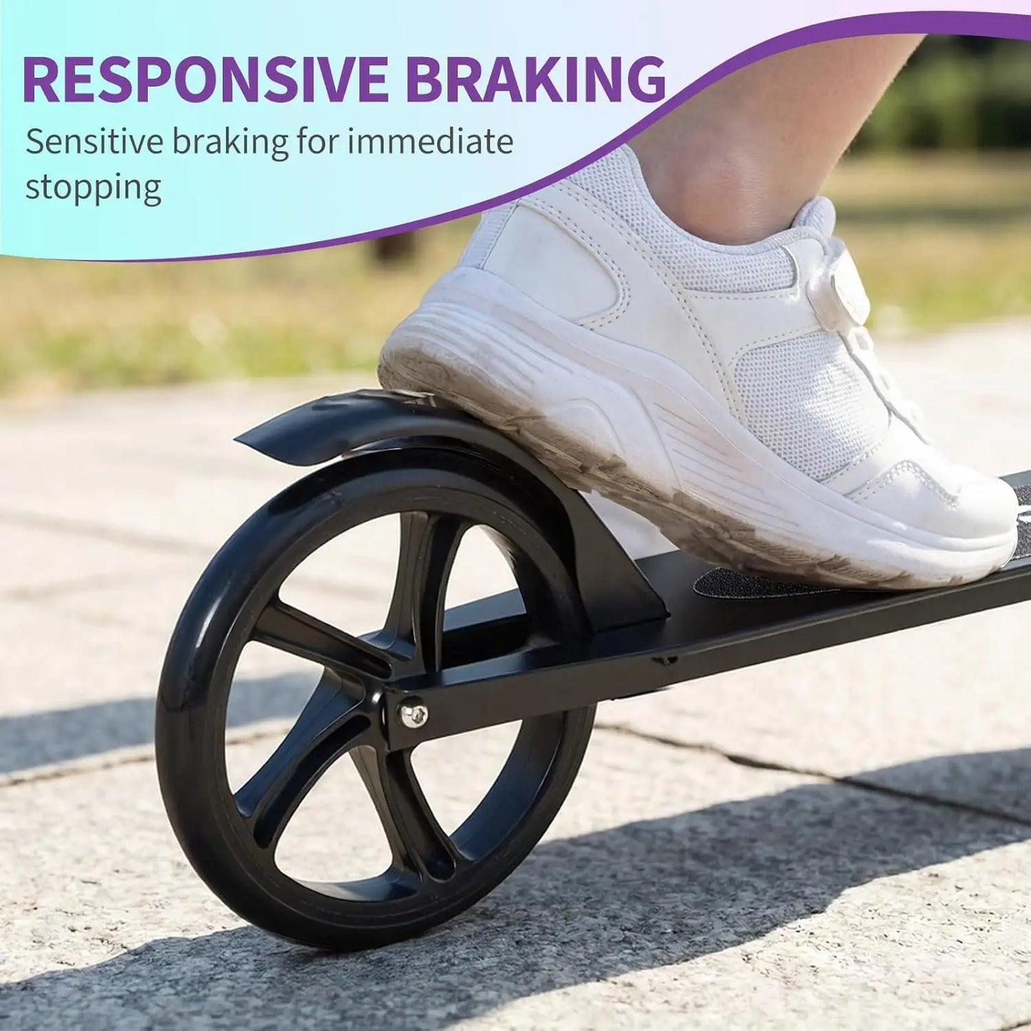 Urban Ride Kick Scooter for Kids Teens & Adults Ages 3-12 Years, Foldable Lightweight Design, Large 2 Wheels, Adjustable Handlebar, Non-Slip Deck & Sturdy Aluminum Frame