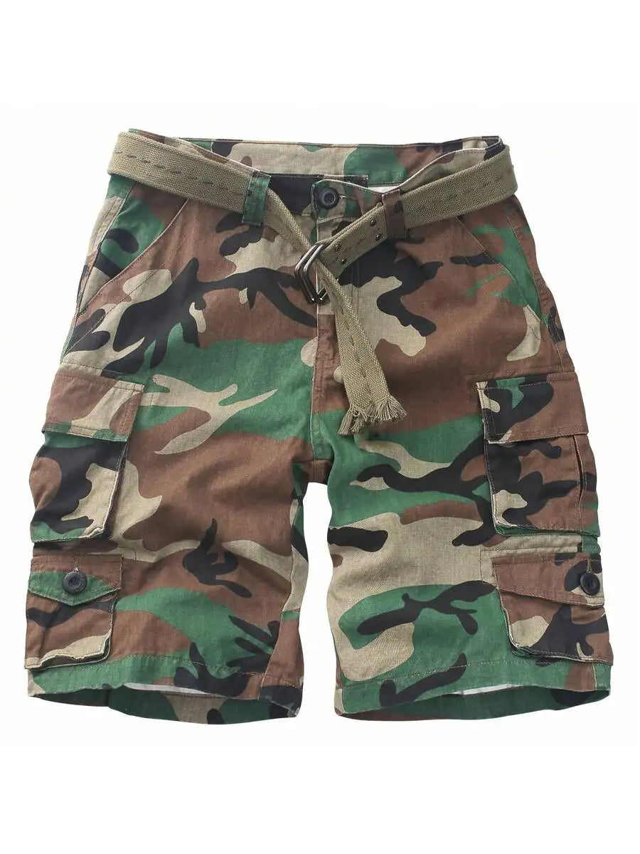 Mens 9-Pocket Camo Cargo Shorts Cotton Lightweight Casual Work Shorts