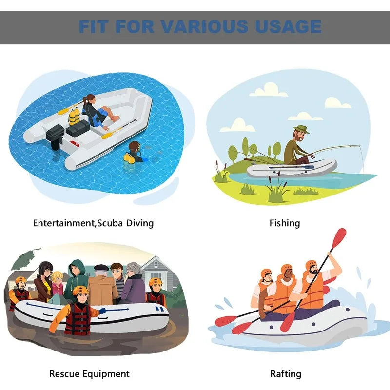 10FT Inflatable Boat,2-3Person Portable Raft,2 Aluminum Seat Board And 5 Aluminum Floor,3 Independent Air Tubes,14 Inch Large
