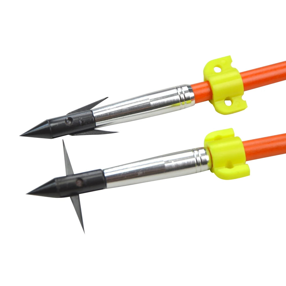 6/12pcs Hunting Fishing Arrow Solid Fiberglass Replaceable Broadheads Safety Slides Hunter Bowfishing Shooting Hunting Fish Tool