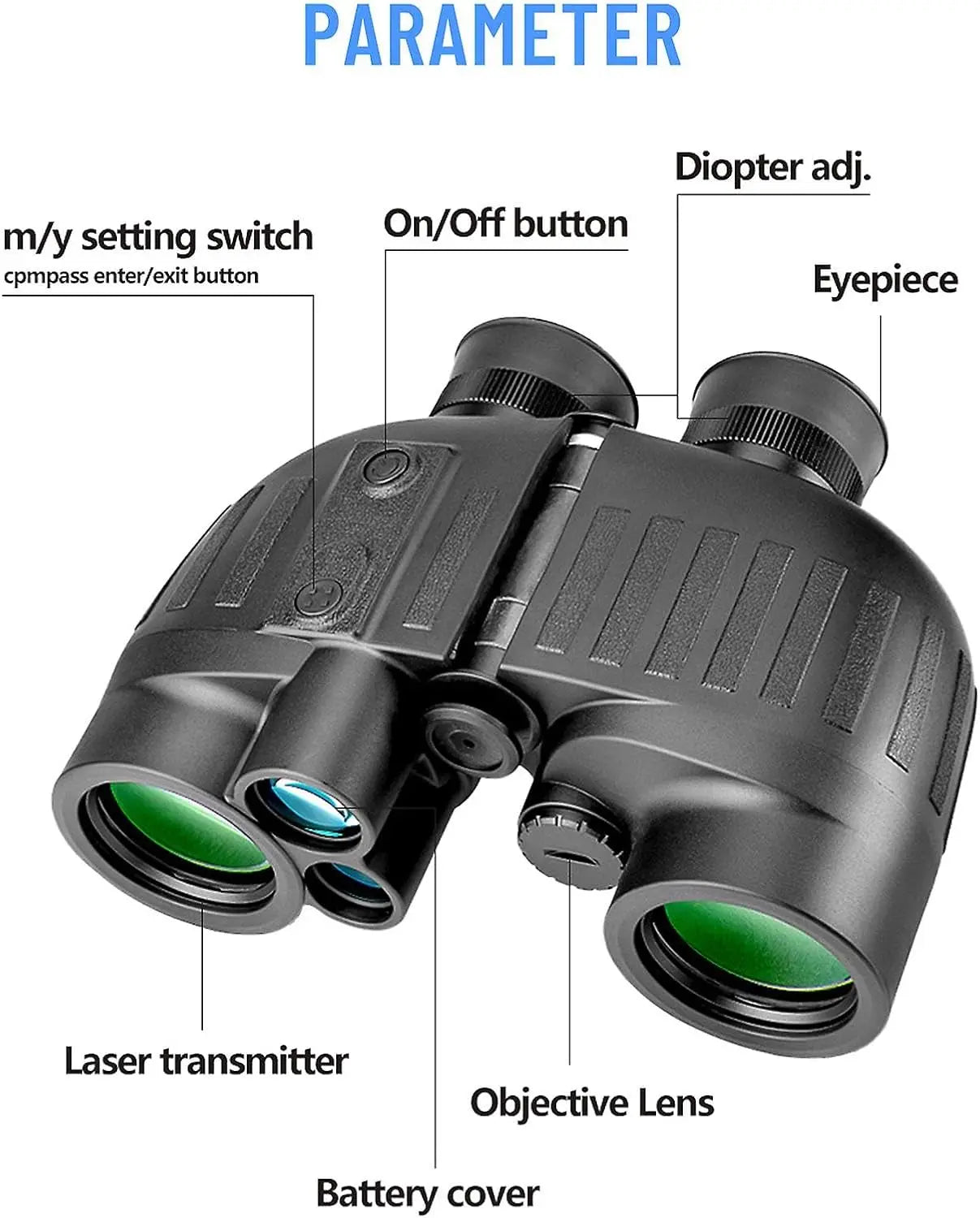 GOYOJO 8x40 Marine Binoculars for Adults, with Rangefinder and Compass, IP65 Waterproof Marine UHD Binoculars, Field of View 8°, with OLED Glass for Birdwatching Sailing Boating Fishing