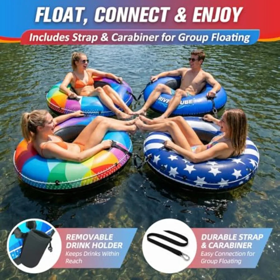 River Tube 48'' Heavy Duty Rubber River Float Tube for adults lake pool floating rubber material black color commercial grade i