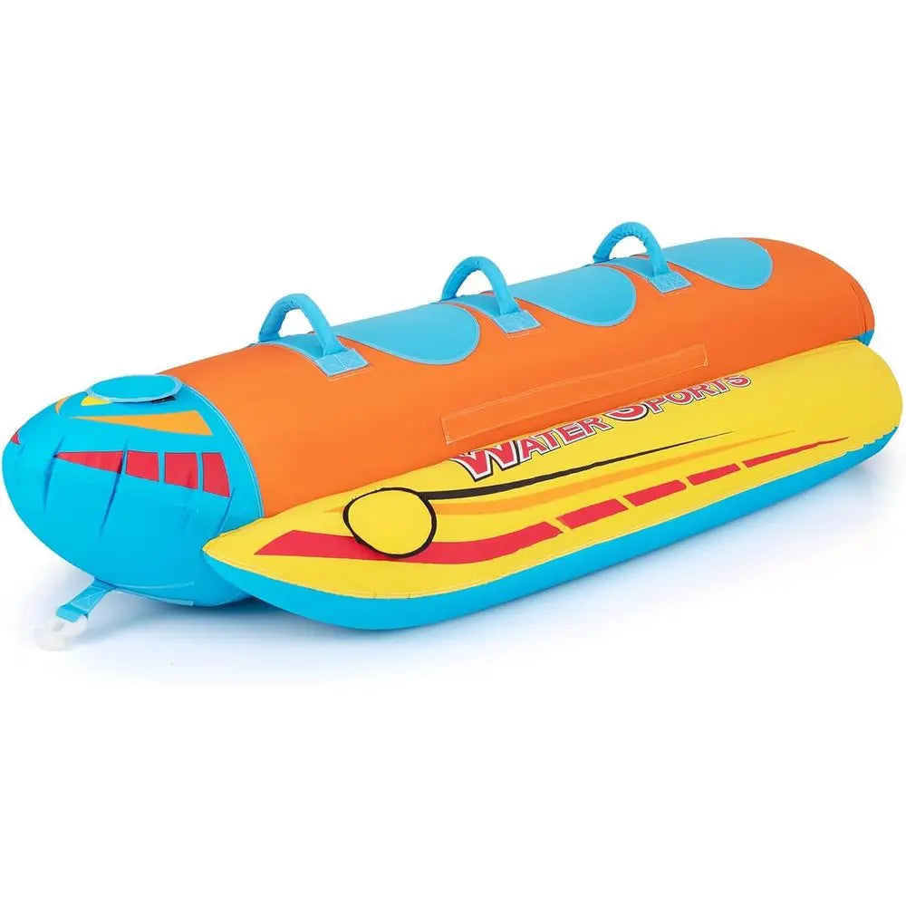 Towable Tubes for 1-3 Riders, Inflatable Hot Dog or Banana Boat with Cushioned Seats for Water Sports