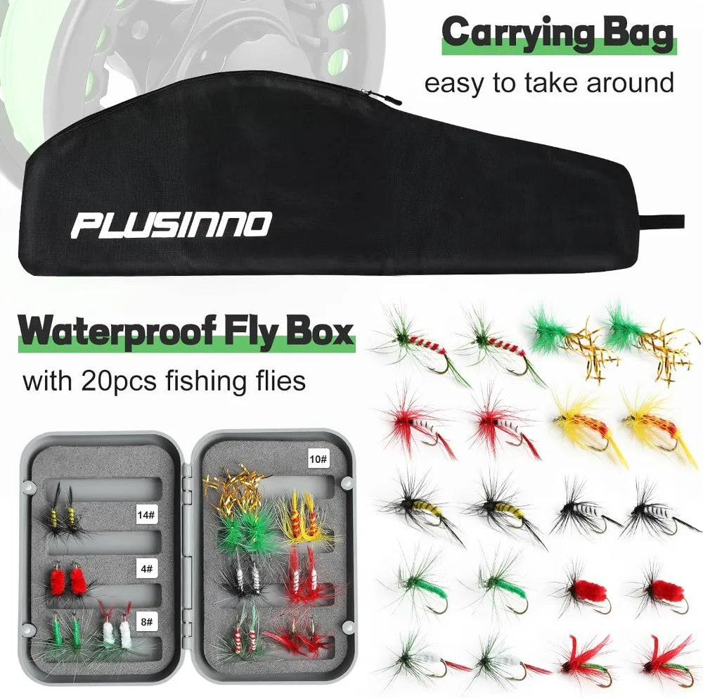 Fly Fishing Rod and Reel Combo, 4 Piece Lightweight Graphite Fly Rod 5/6 Complete Starter Package with Carrier Bag
