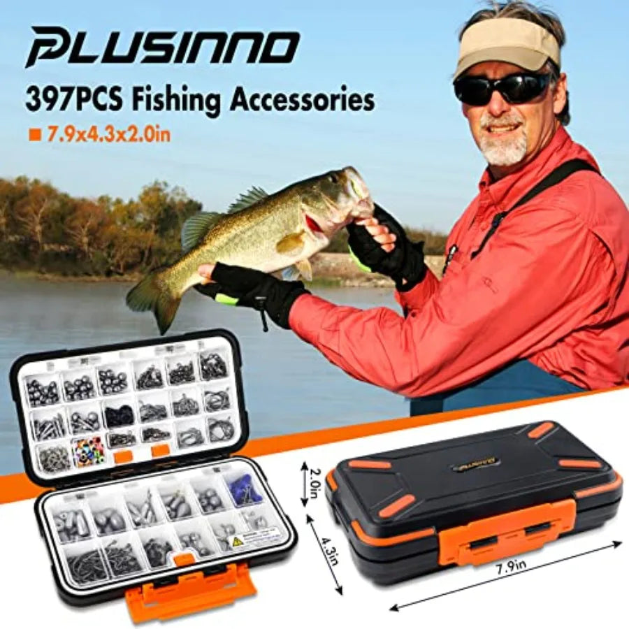 397pcs Fishing Accessories Kit and 404 PCS Fishing Lures Upgrade XL Fishing Tackle Box with Tackle Included