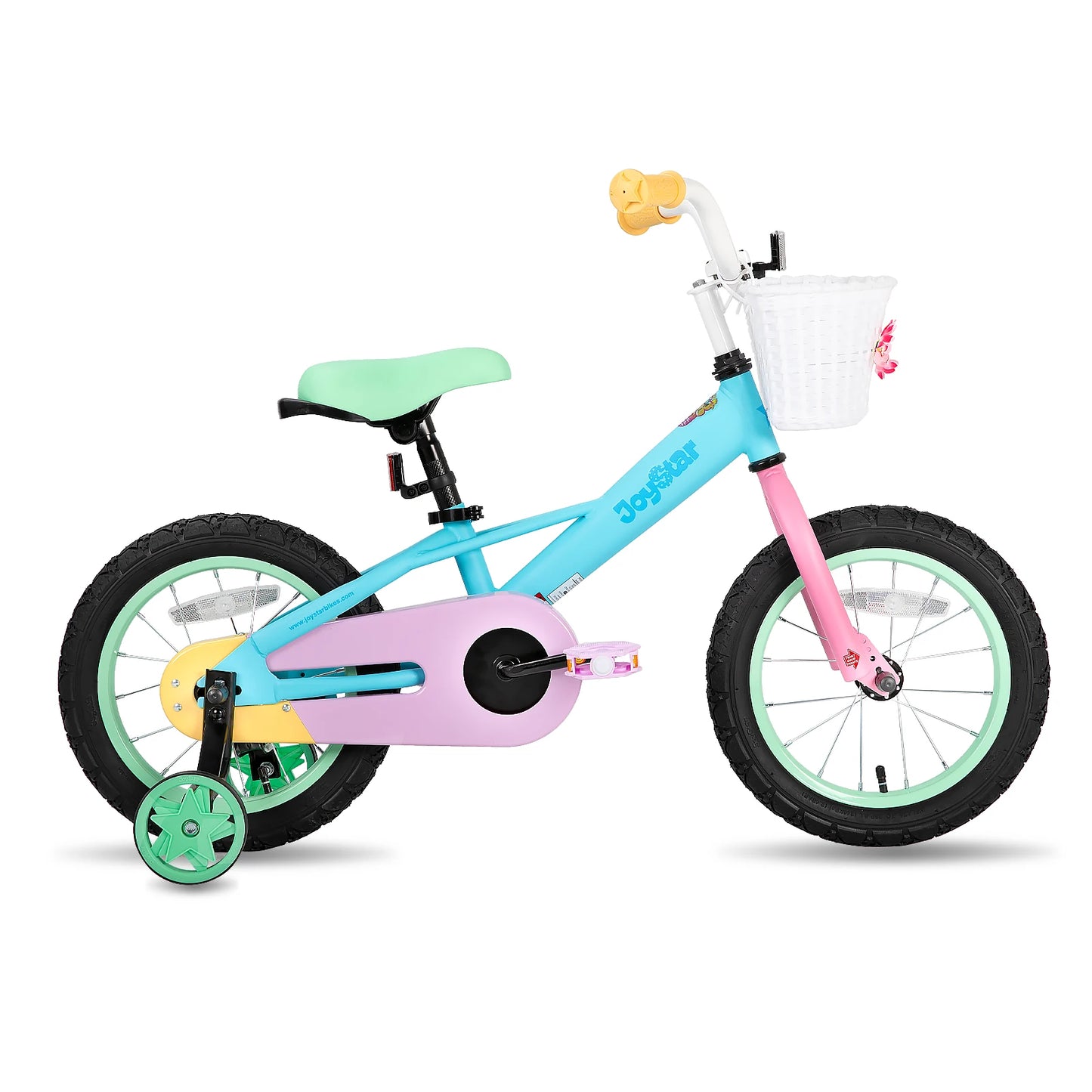 JOYSTAR Macaroon Kids Bike 12-18 Inch Training Wheels Basket Rainbow Colors for Girls 2-9 Years Toddler Bicycle Children's Cycling