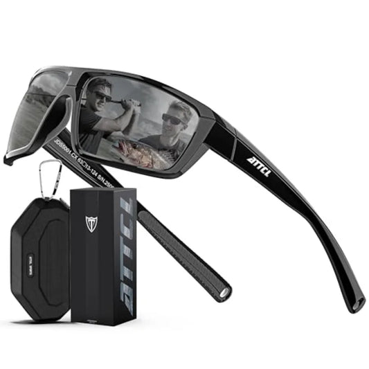 Polarized Sunglasses Men for Fishing: UV Protection Lightweight TR90 Sports Wrap Sun Glasses Driving Golf Running