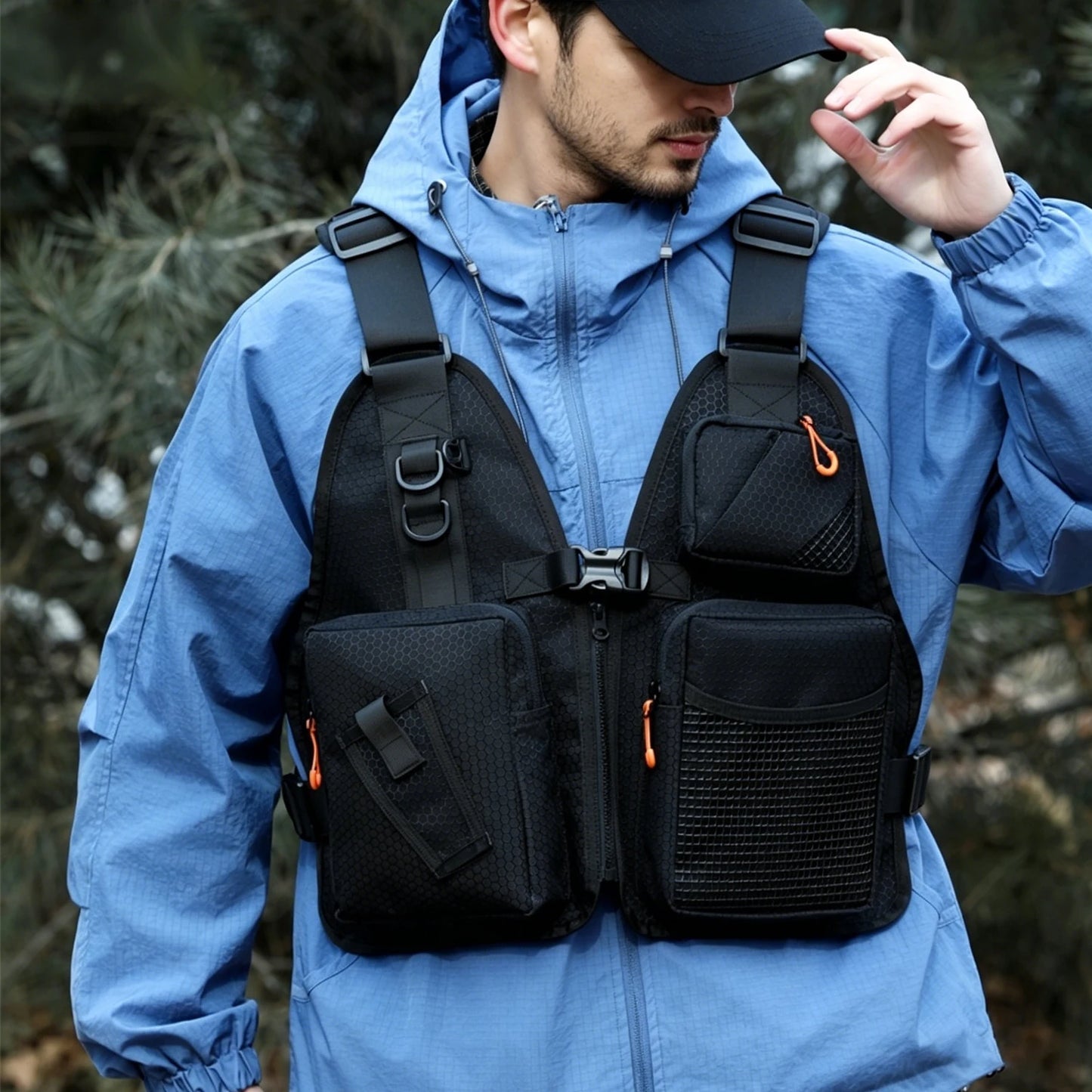 Fishing Vest Backpack Multifunctional Multi‑Pocket Breathable Waterproof Outdoor Tackle Storage Bag for Fishing Hiking Camping Hunting Adjustable Unisex Fishing Gear Accessory