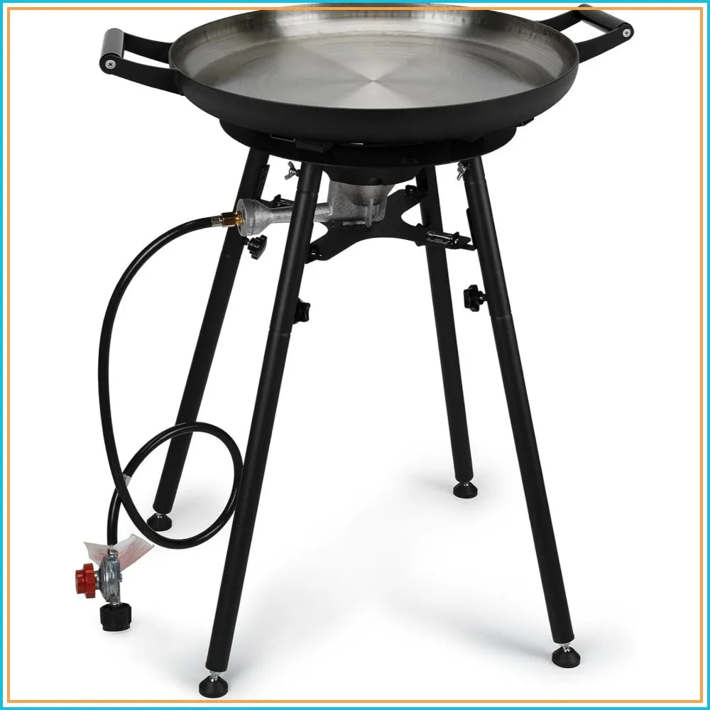 21" Propane Paella Burner Set, 60000BTU Outdoor Gas Stove with Wok, Portable Camping Cooking Kit