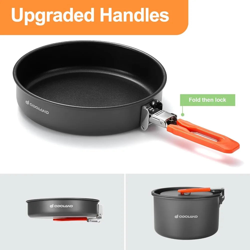 Lightweight Camping Cookware Set with Pot, Pan & Kettle, Portable for Backpacking & Picnic