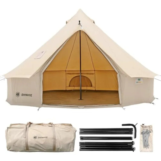 Canvas Bell Tent Yurt Tent 4 Seasons for Camping 100% Cotton Glamping Tents with Stove Jack Family Camping Outdoor Hunting Part