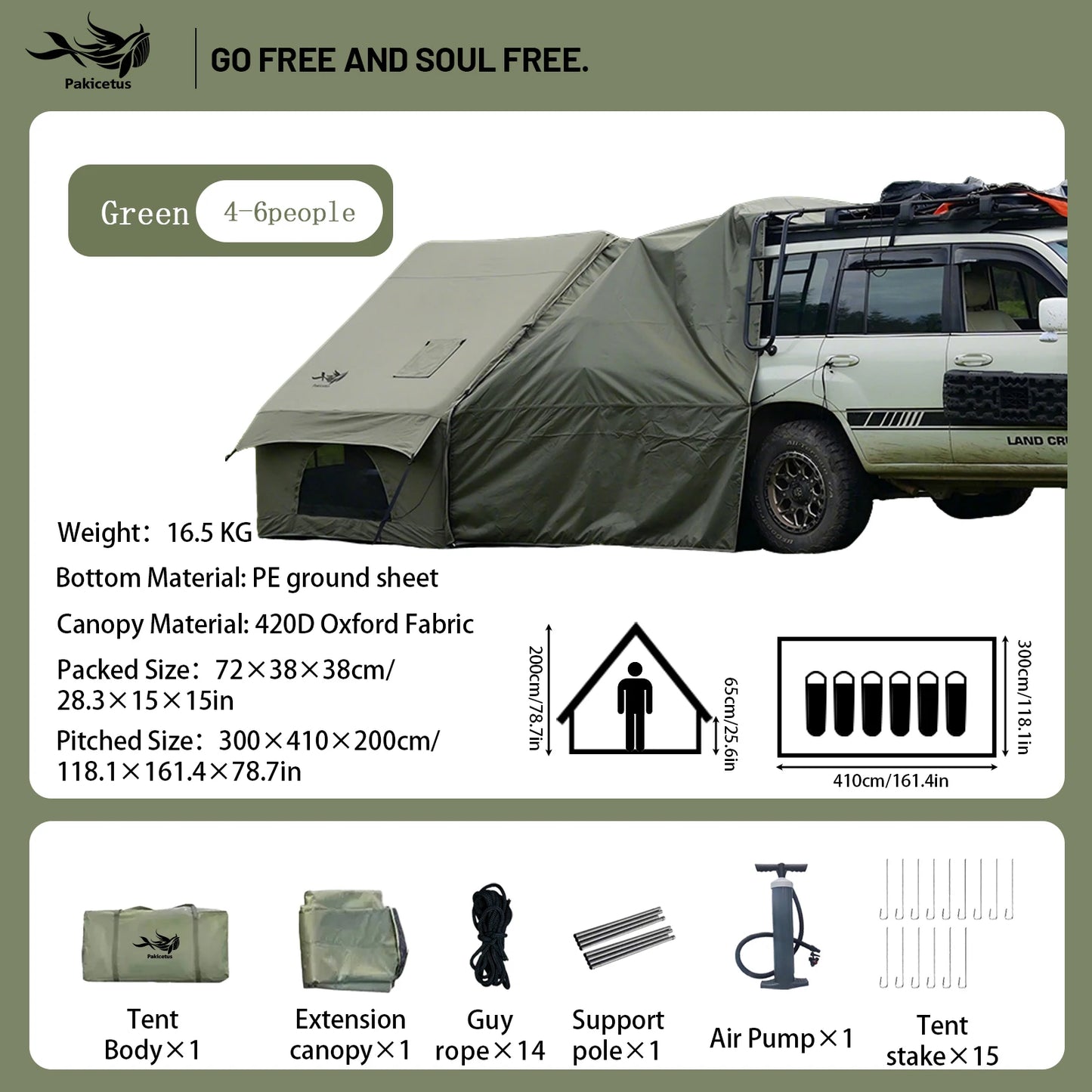 PAKICETUS Upgraded Inflatable Camping Hunting Visualization Tent, No Assembly Luxury Glamping House, Easy Setup With Air Pump, Tear Resistant Mesh Zipper, 5-8 Person All Season Outdoor Tent