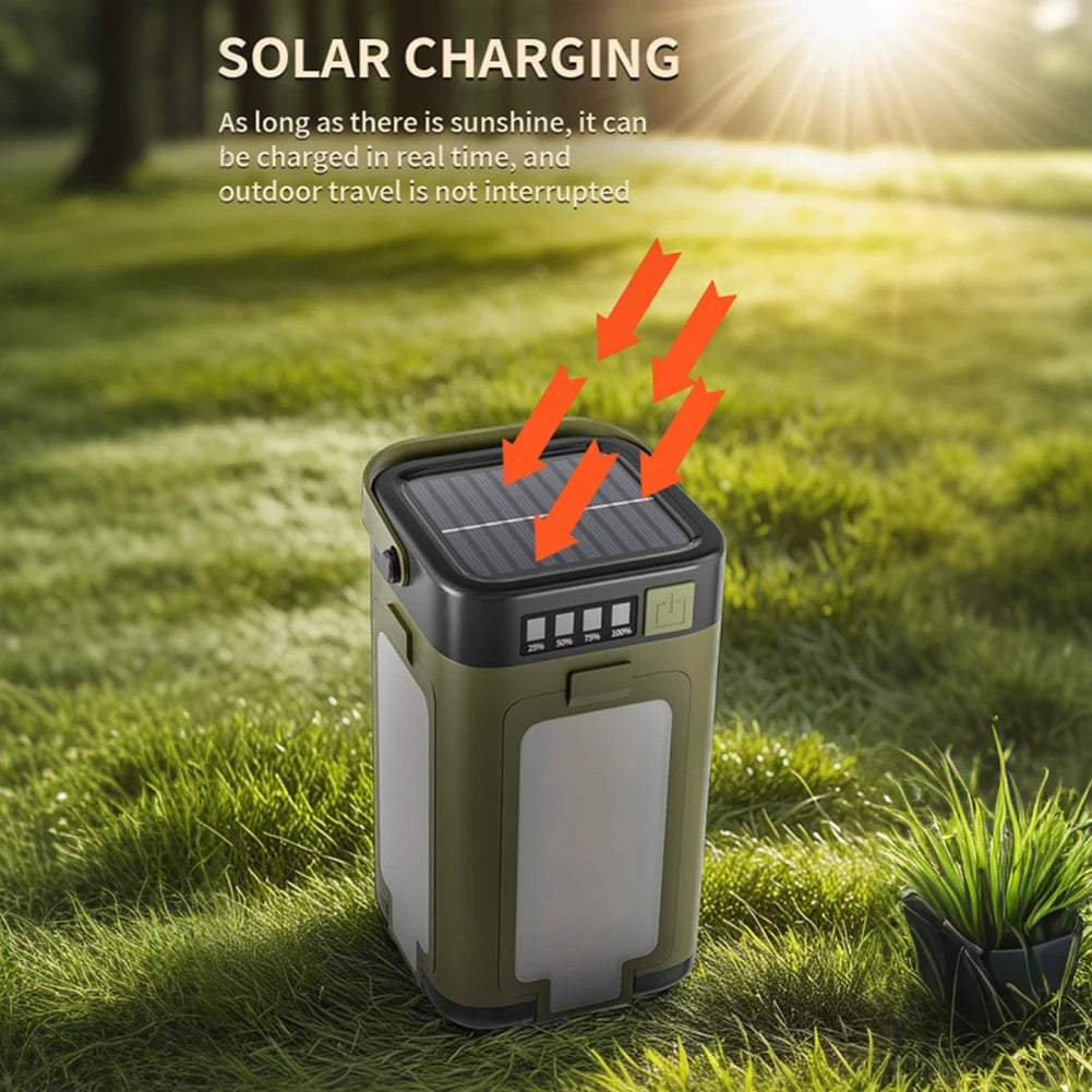 Foldable Camping Light Power Bank Rechargeable Lantern Solar Camping Lantern Portable Flashlight for Camping Hiking Fishing
