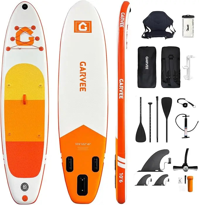 Inflatable Stand Up Paddle Board with Full SUP Accessories, 2-in-1 Paddle, Wide Stable Non-Slip Deck for Adults & Youth