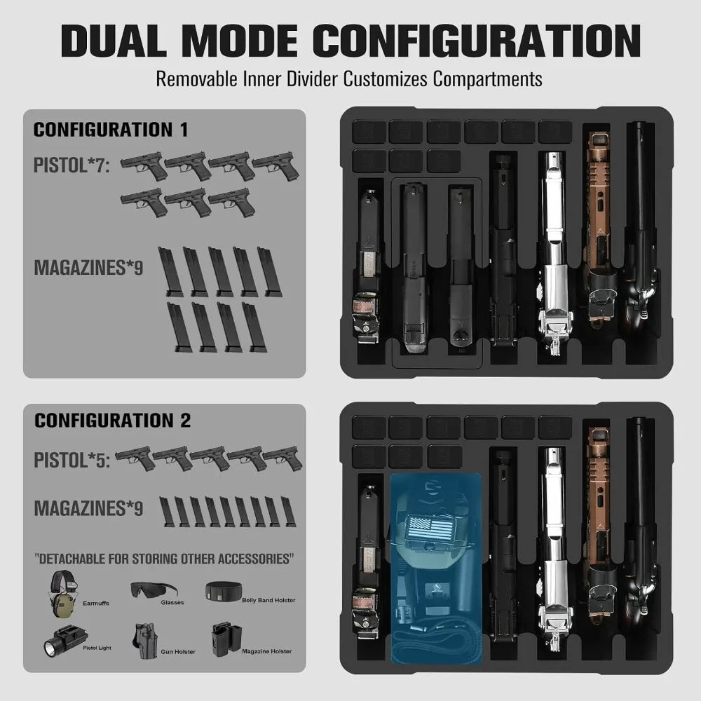 Pistol Gun Case for Multi Handguns, Pre-cut Waterproof Hard Shell, TSA Approved for SIG, Smith & Wesson, Colt, Revolver, Glock