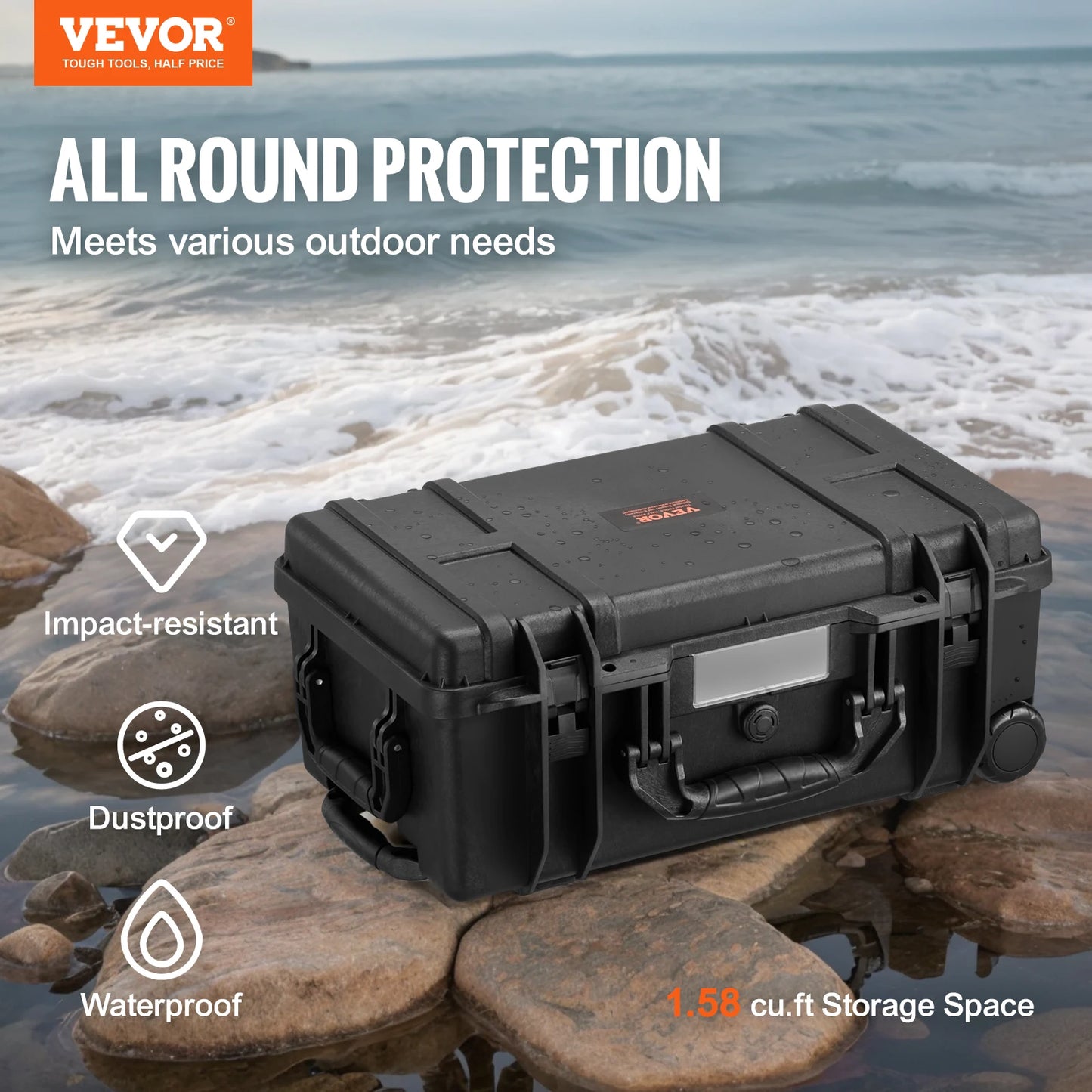 Weatherproof Hard Case HeavyDuty Protective Dry Box Case with Pre-cut Foam for Travel Hunting Military Tactical Cameras